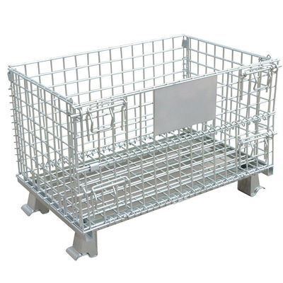 Industrial Wire Container Storage Cages  Mesh Storage Cage Stackable Foldable