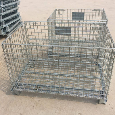 Hot Pack Wire Mesh Pallet Cages Foldable Stackable  500-2000 Kg Capacity