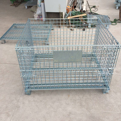 Hot Pack Wire Mesh Pallet Cages Foldable Stackable  500-2000 Kg Capacity