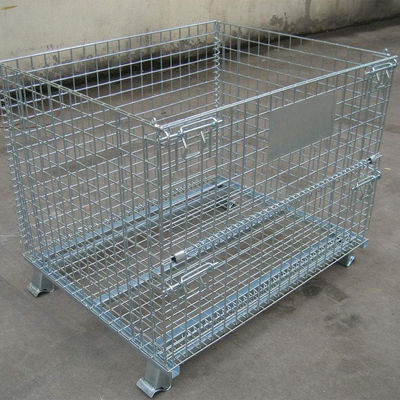 Hot Pack Wire Mesh Pallet Cages Foldable Stackable  500-2000 Kg Capacity