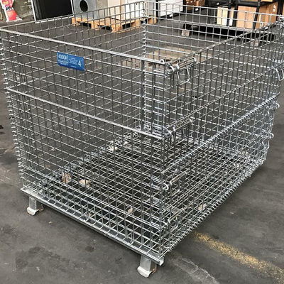Industrial Roll Wire Mesh Pallet Box Collapsible Electric Galvanized Surface